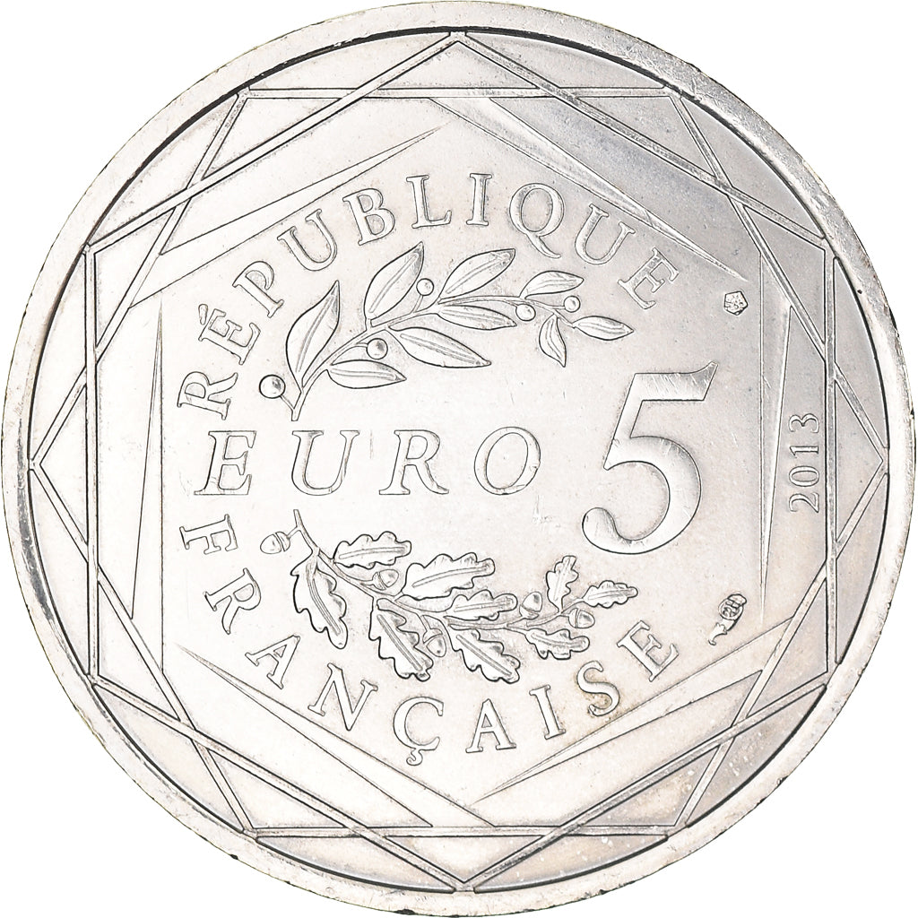 França, 5 Euro, 2013, MS(63), Prata, Gadoury:EU646