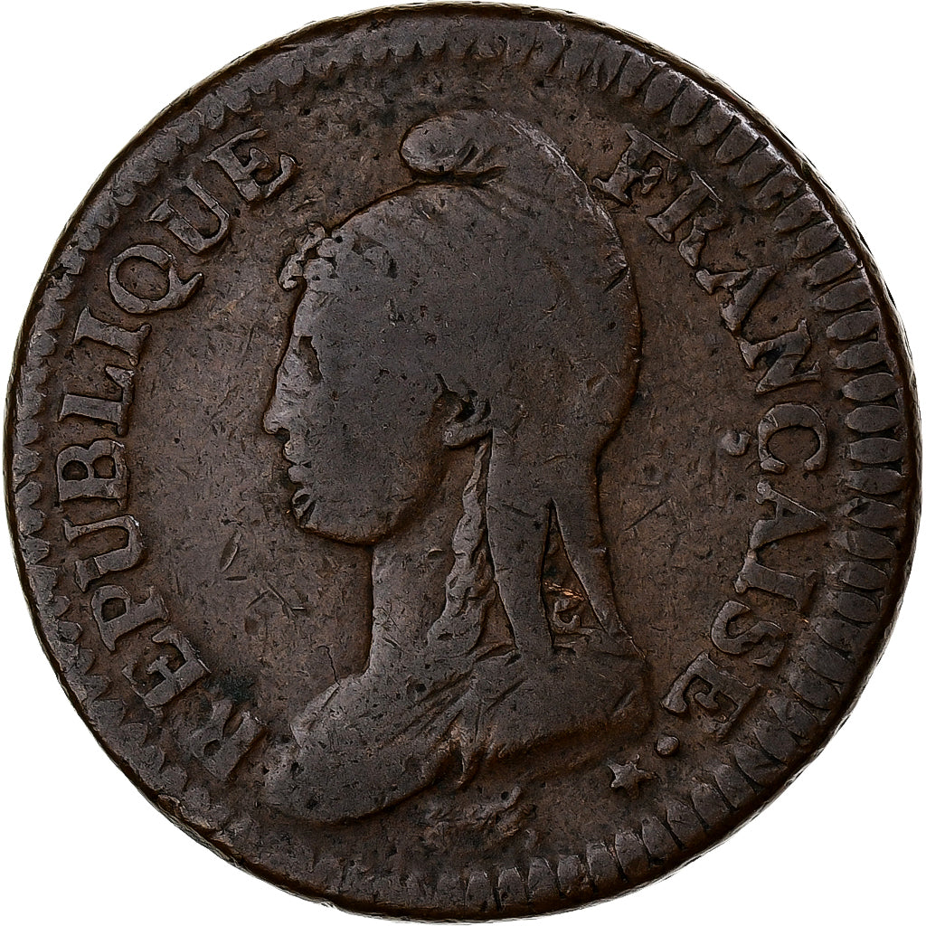 France, 1 Décime, Dupré, AN 5, Paris, Modification of 2 décimes, Copper
