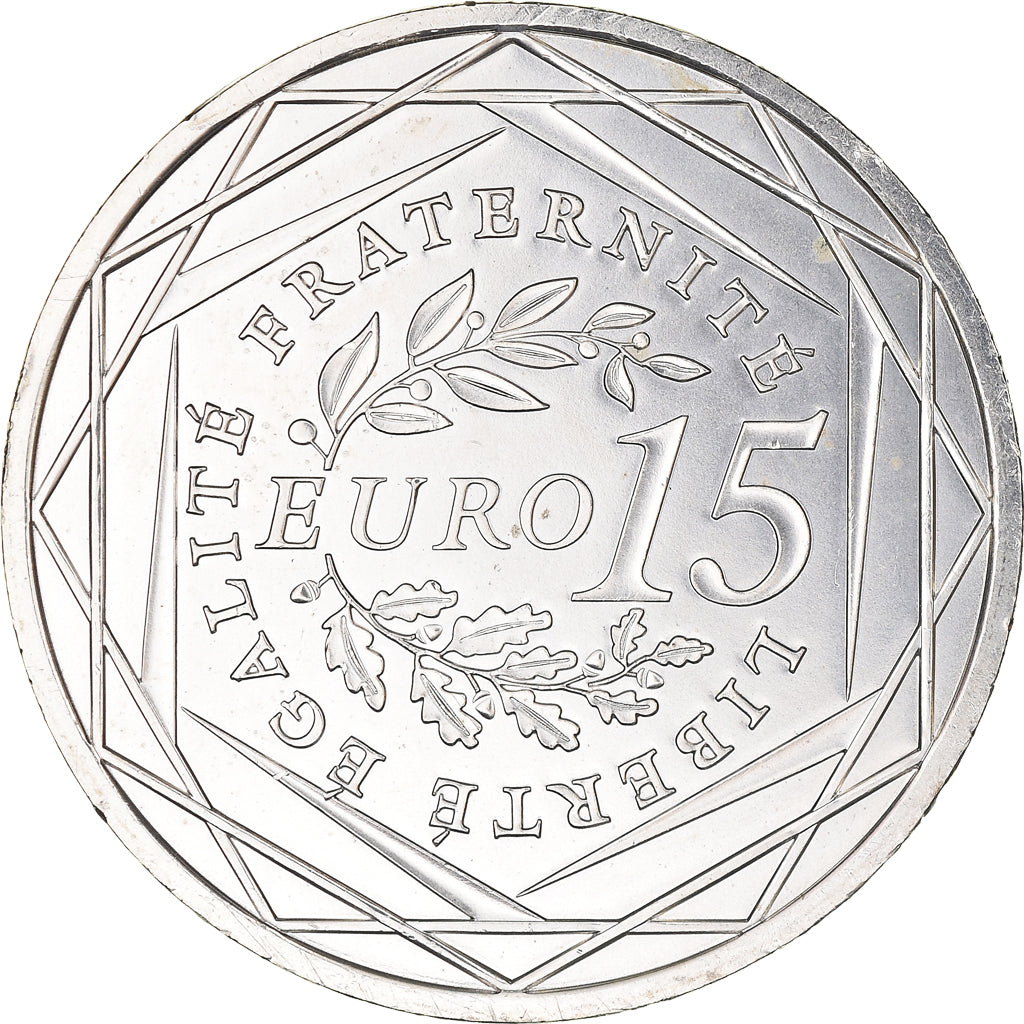 France, 15 Euro, 2008, Semeuse, MS(63), Silver, Gadoury:2, KM:1535