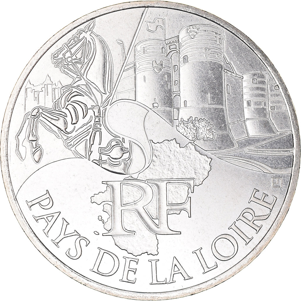 France, 10 Euro, Pays de la Loire, 2011, MS(63), Silver