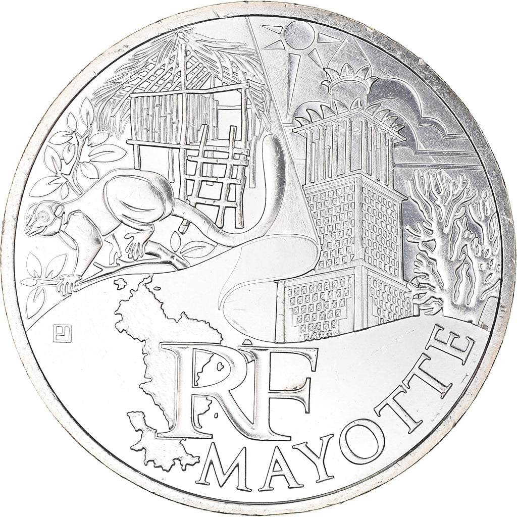 France, 10 Euro, Mayotte, 2011, Paris, SPL, Argent, KM:1726
