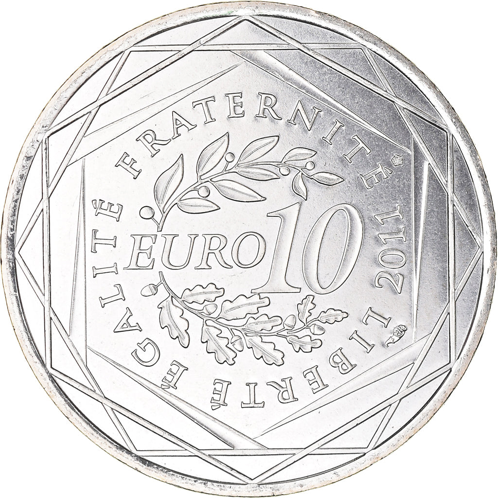 France, 10 Euro, Bourgogne, 2011, MS(63), Silver