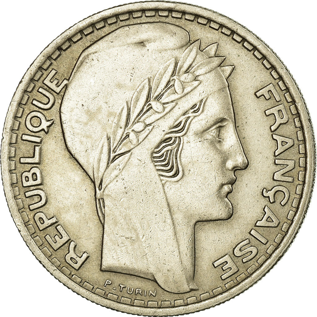 Moneta, Francia, Turin, 10 Francs, 1946, Beaumont le Roger, BB+, Rame-nichel