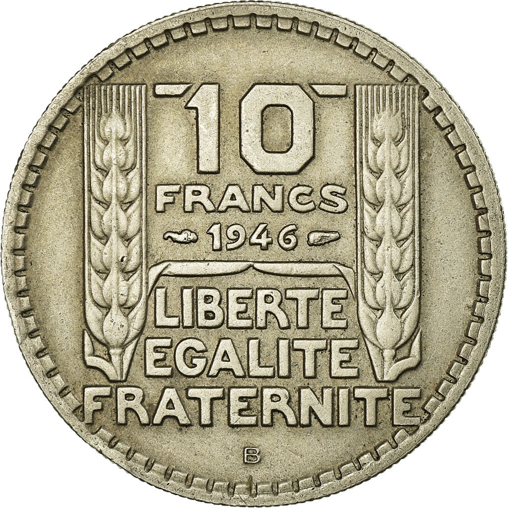 Moneta, Francia, Turin, 10 Francs, 1946, Beaumont le Roger, BB+, Rame-nichel