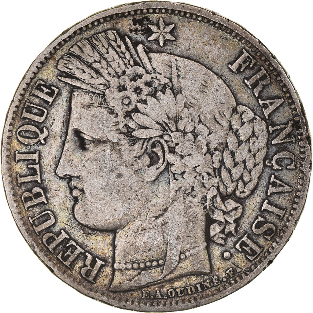 Coin, France, Cérès, 5 Francs, 1849, Strasbourg, VF(30-35), Silver, KM:761.2