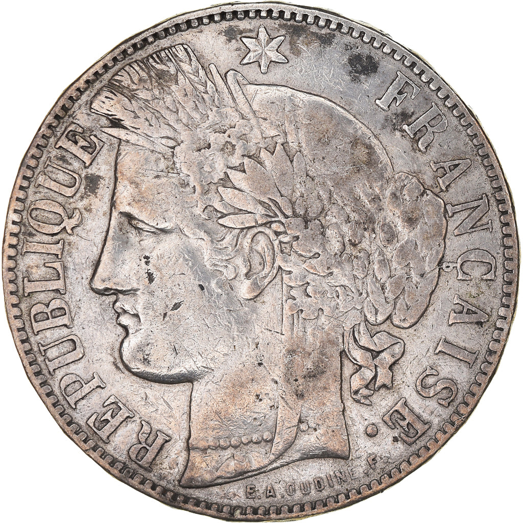 Coin, France, Cérès, 5 Francs, 1871, Bordeaux, EF(40-45), Silver, KM:818.2