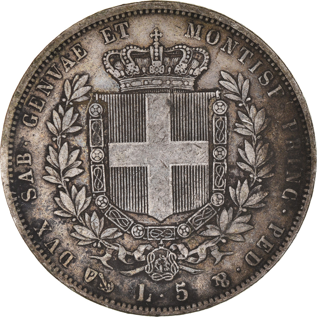 Monnaie, États italiens, SARDINIA, Vittorio Emanuele II, 5 Lire, 1851, Genoa