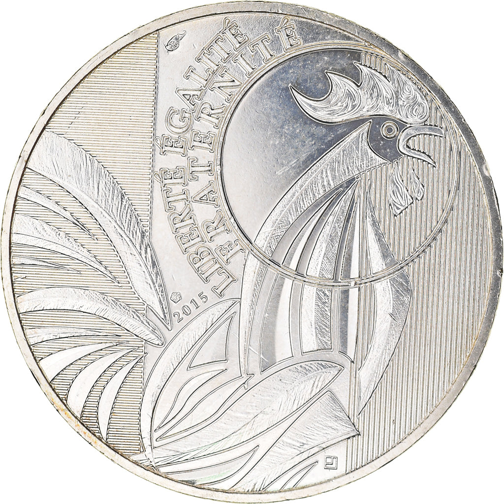 France, 10 Euro, Coq, 2015, MS(63), Silver, Gadoury:EU727