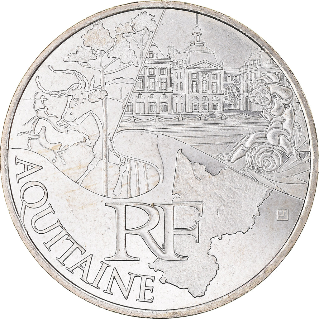 France, 10 Euro, Aquitaine, 2011, MS(63), Silver