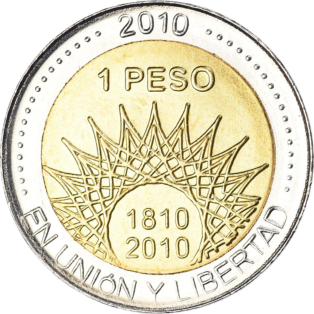 Moneta, Argentina, Peso, 2010, SPL, Bi-metallico, KM:157
