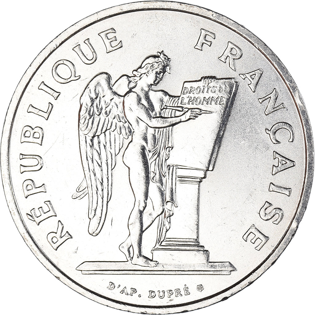 Moneda, Francia, Droits de l'Homme, 100 Francs, 1989, Génie, SC, Plata, KM:970