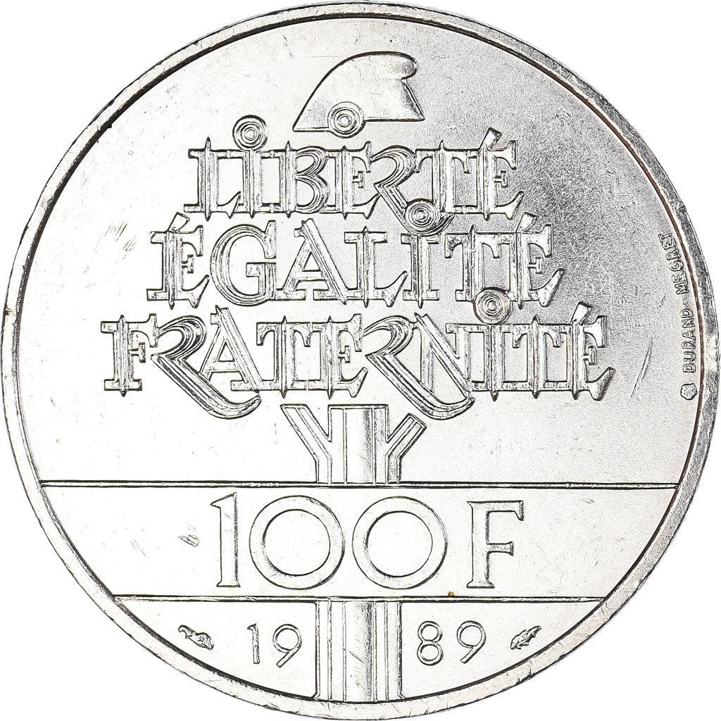 Moneda, Francia, Droits de l'Homme, 100 Francs, 1989, Génie, SC, Plata, KM:970