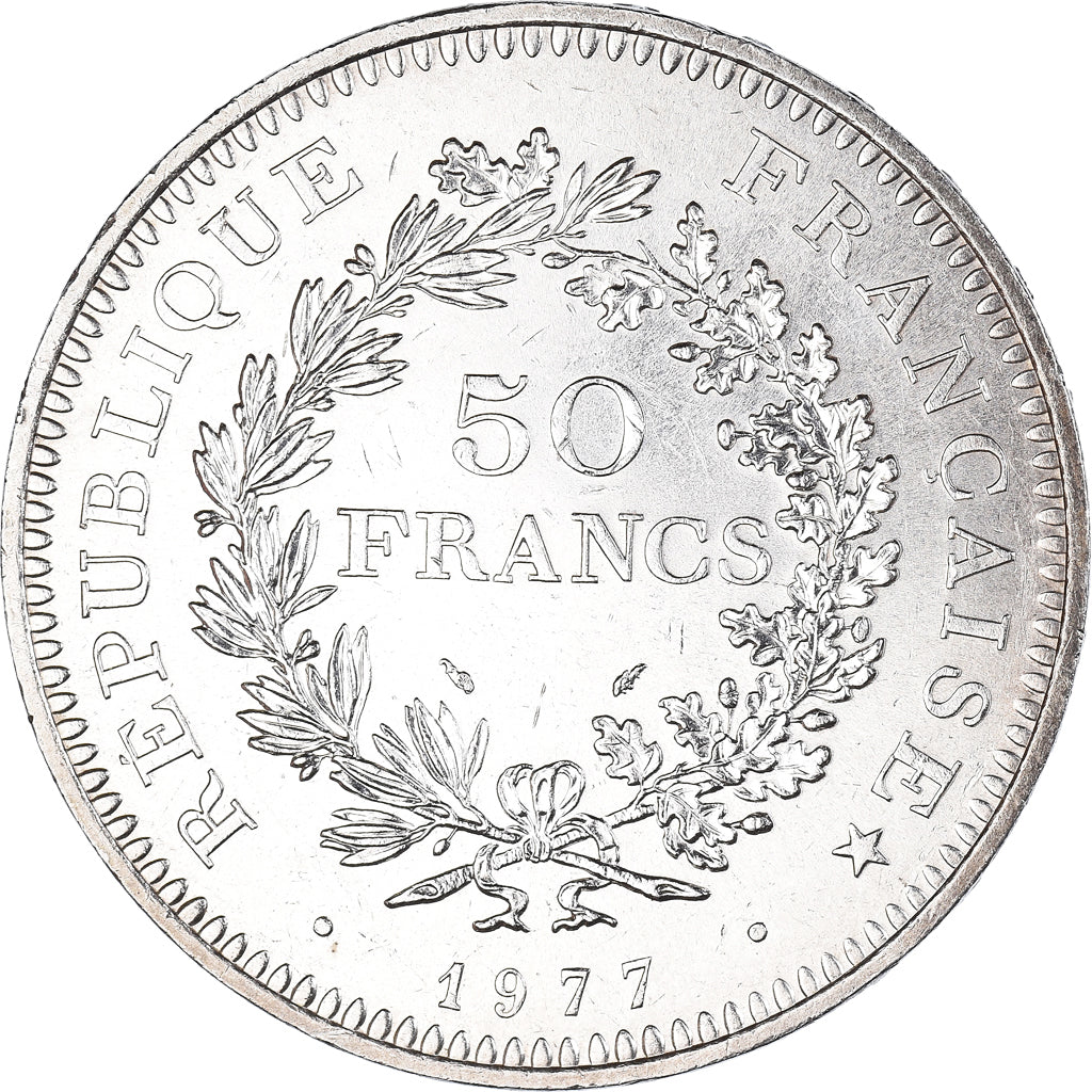 Münze, Frankreich, Hercule, 50 Francs, 1977, Paris, VZ, Silber, KM:941.1
