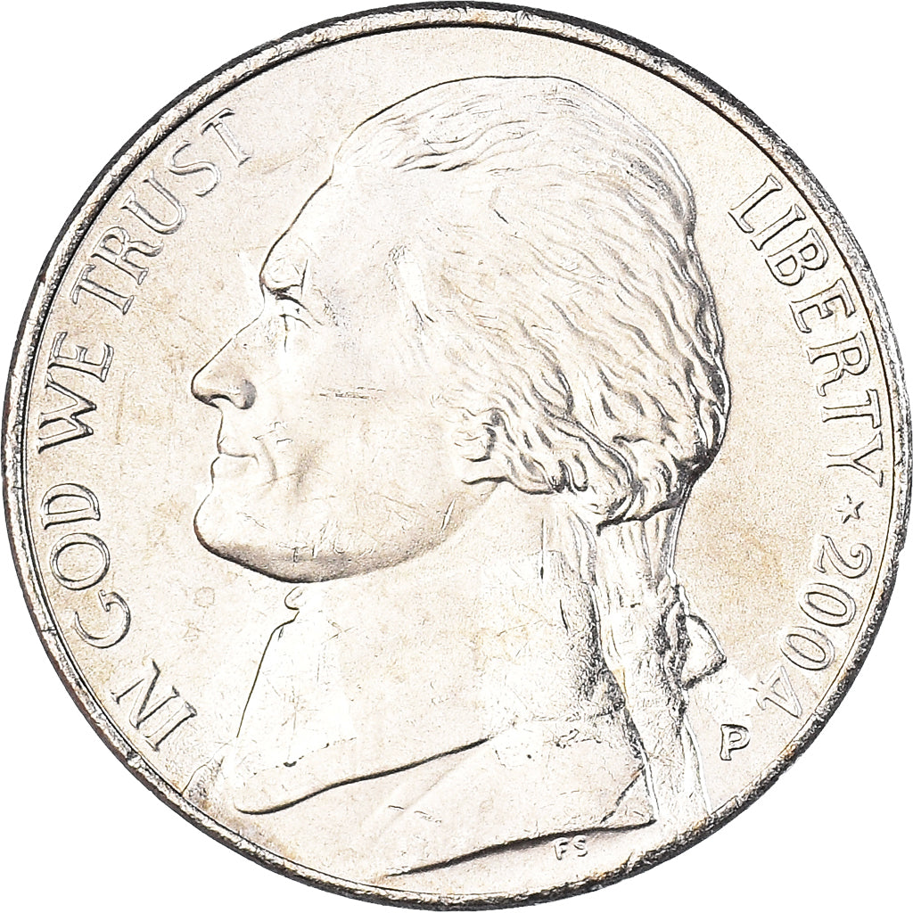Moeda, Estados Unidos da América, 5 Cents, 2004, Philadelphia, MS(63), Níquel