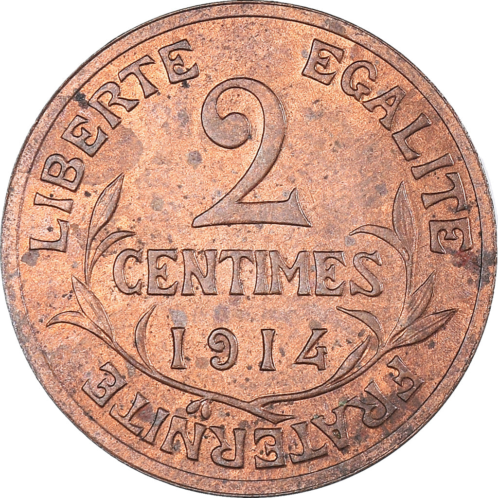 Moneda, Francia, Dupuis, 2 Centimes, 1914, Paris, MBC, Bronce, KM:841