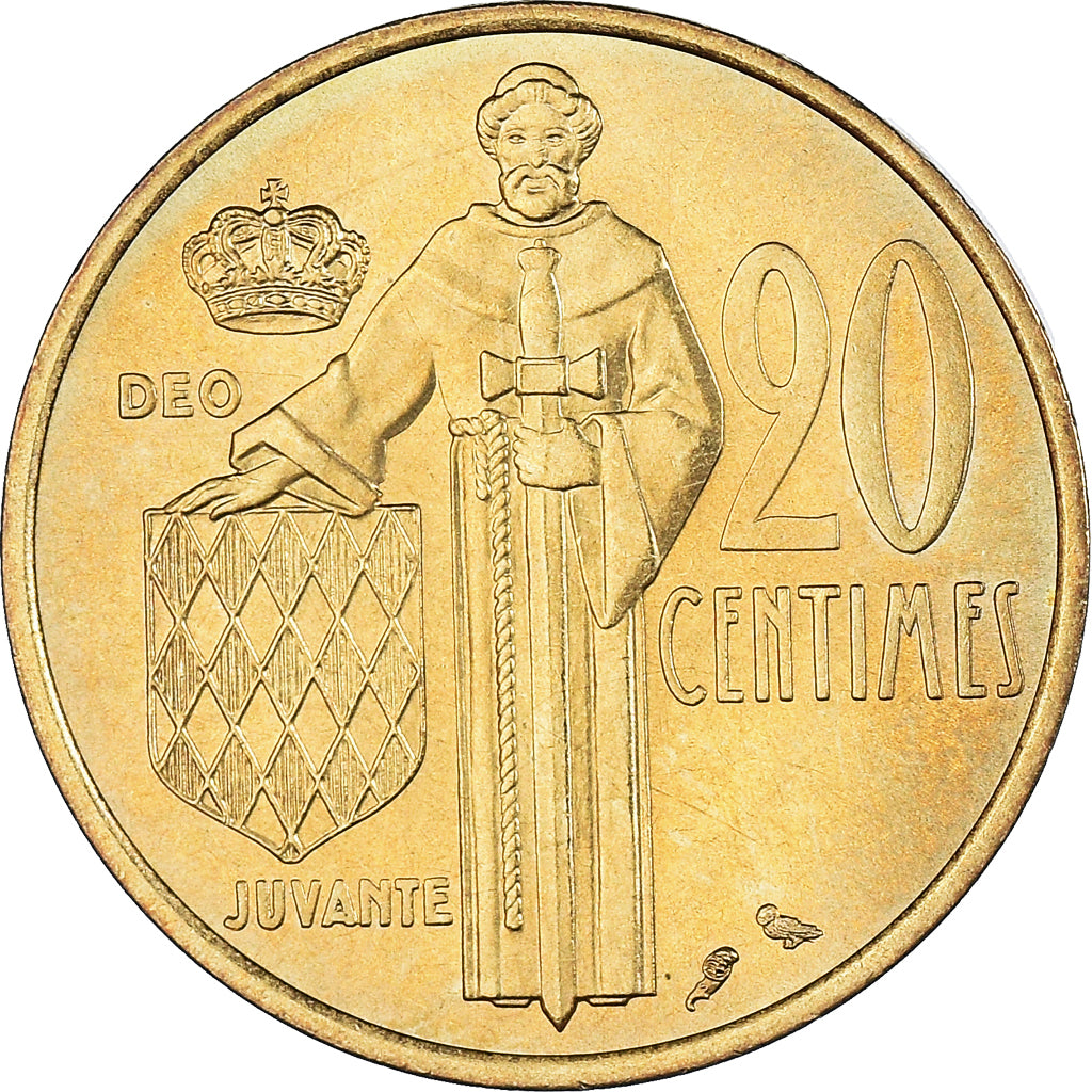 Coin, Monaco, Rainier III, 20 Centimes, 1974, AU(50-53), Aluminum-Bronze