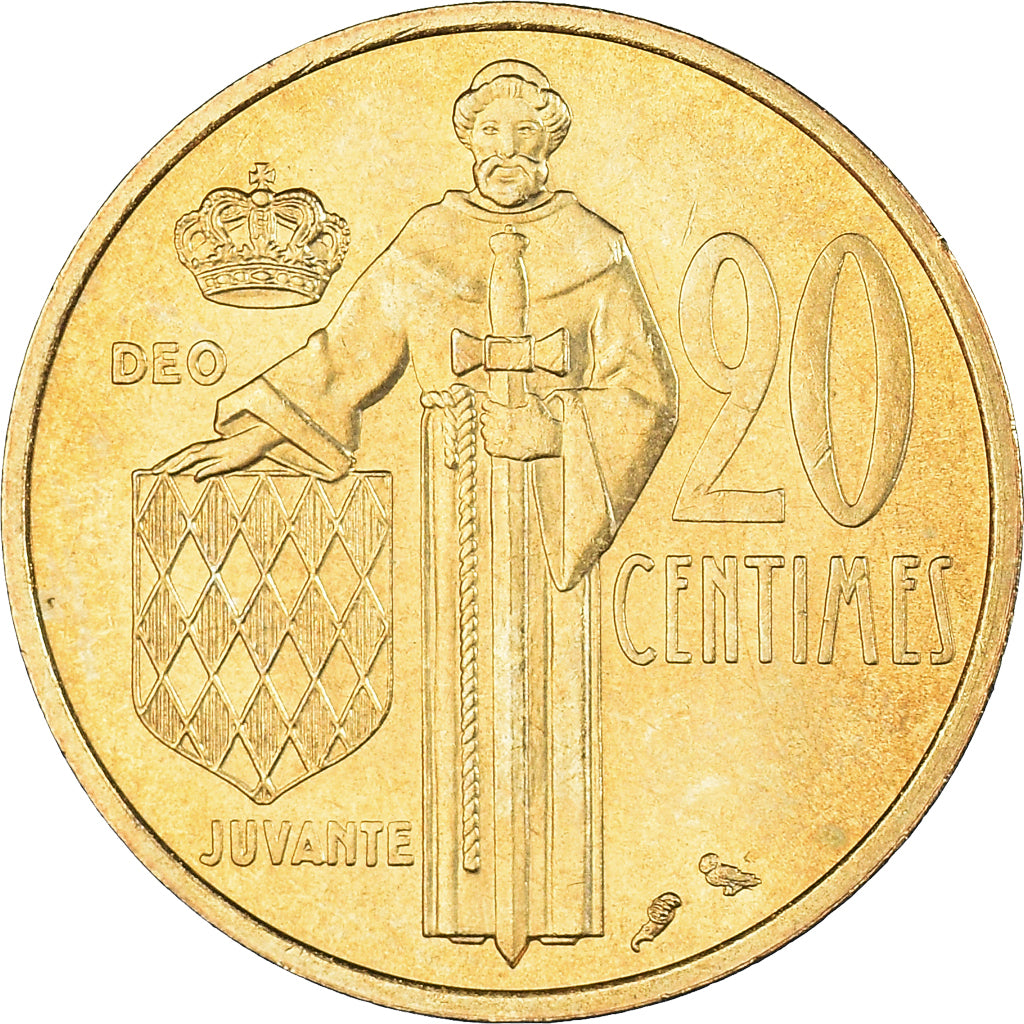 Coin, Monaco, Rainier III, 20 Centimes, 1974, AU(55-58), Aluminum-Bronze
