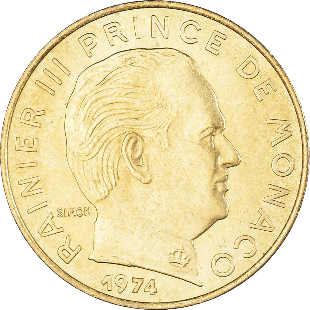 Coin, Monaco, Rainier III, 20 Centimes, 1974, AU(55-58), Aluminum-Bronze