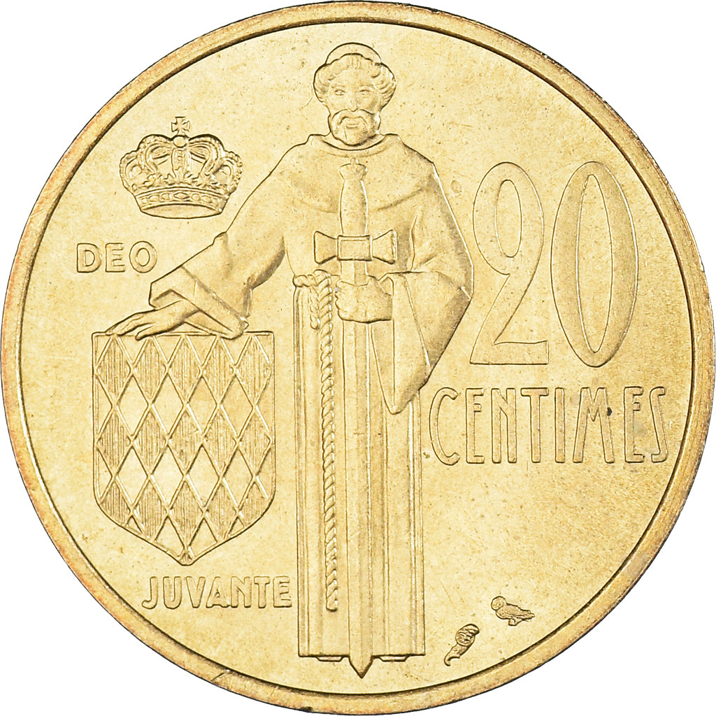 Coin, Monaco, Rainier III, 20 Centimes, 1974, AU(55-58), Aluminum-Bronze