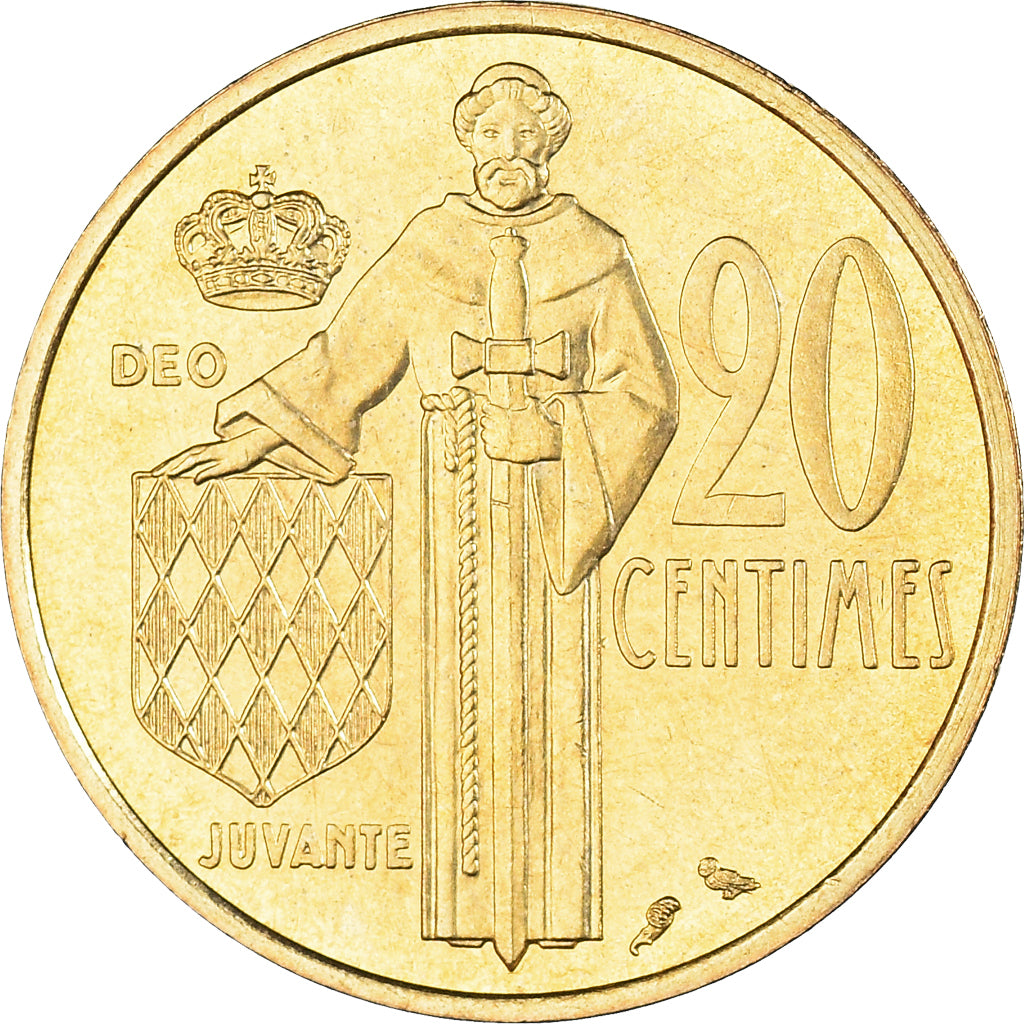 Coin, Monaco, Rainier III, 20 Centimes, 1974, MS(60-62), Aluminum-Bronze