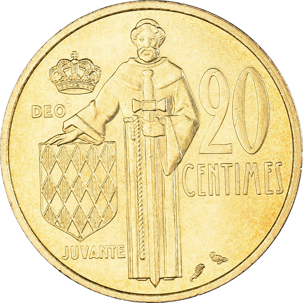 Coin, Monaco, Rainier III, 20 Centimes, 1974, MS(60-62), Aluminum-Bronze