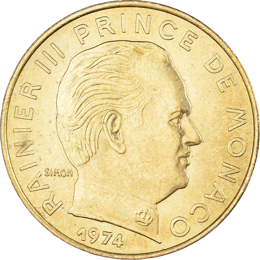 Coin, Monaco, Rainier III, 20 Centimes, 1974, VF(30-35), Aluminum-Bronze