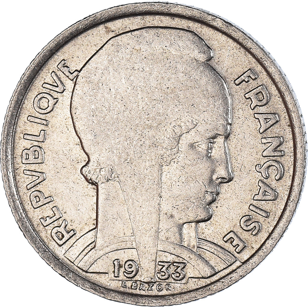Moneta, Francia, Bazor, 5 Francs, 1933, Paris, BB, Nichel, KM:887, Gadoury:753