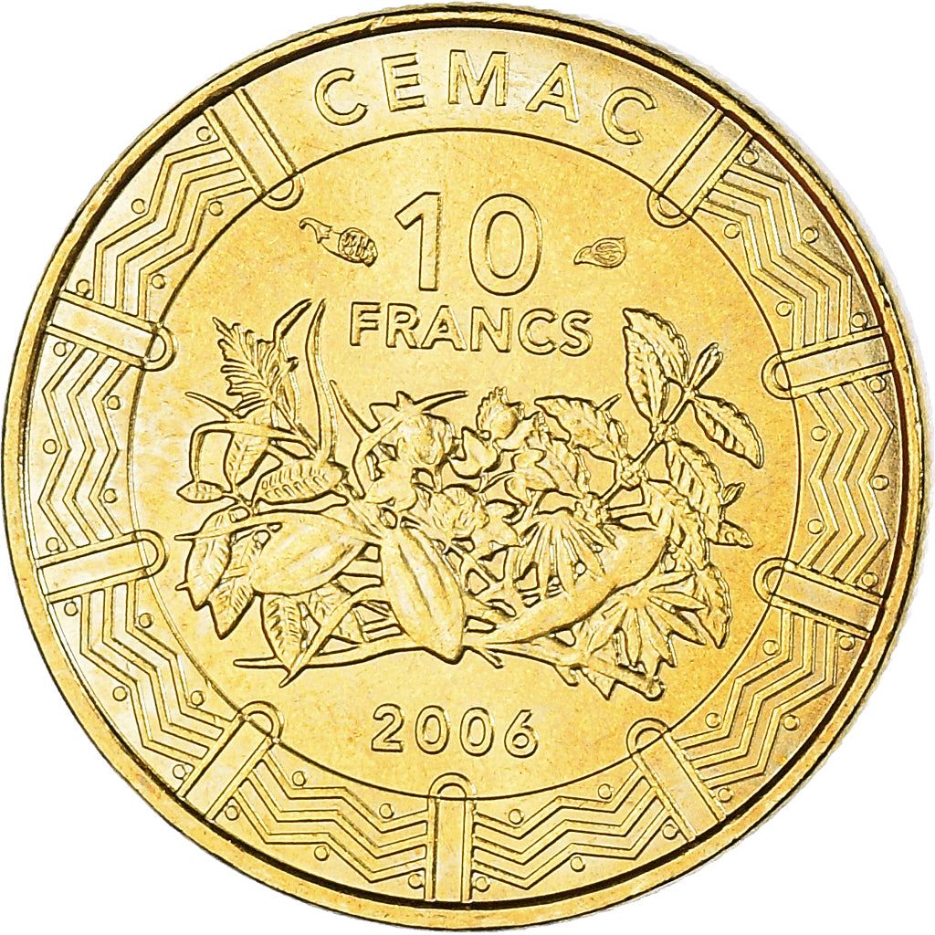 Monnaie, États de l'Afrique centrale, 10 Francs, 2006, Paris, CFA, SPL, Laiton