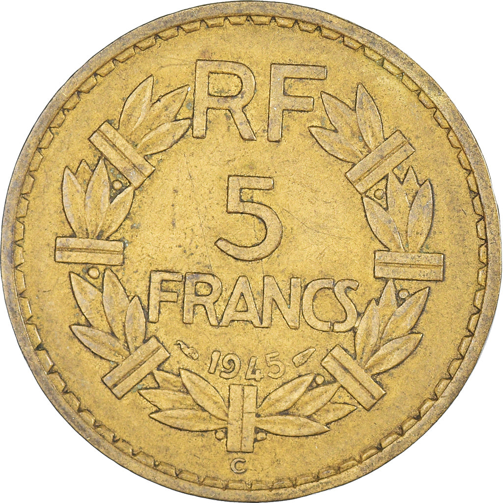 Coin, France, Lavrillier, 5 Francs, 1945, Castelsarrasin, VF(30-35)