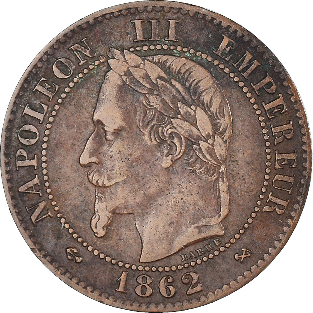 Moneta, Francja, Napoleon III, 2 Centimes, 1862, Bordeaux, EF(40-45), Brązowy