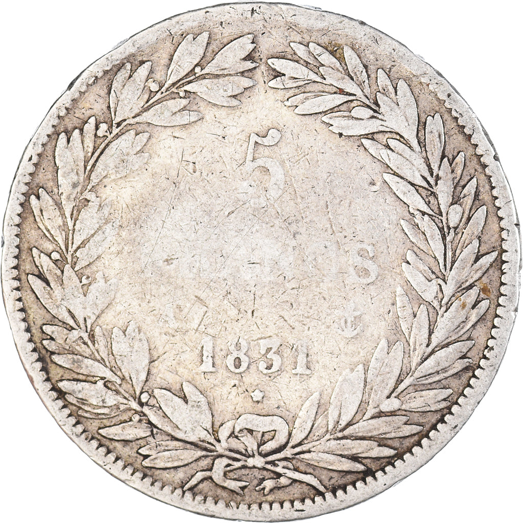 Coin, France, Louis-Philippe, 5 Francs, 1831, Paris, F(12-15), Silver, KM:736.1