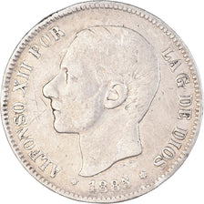 Coin, Spain, Alfonso XII, 5 Pesetas, 1885, VF(30-35), Silver, KM:688