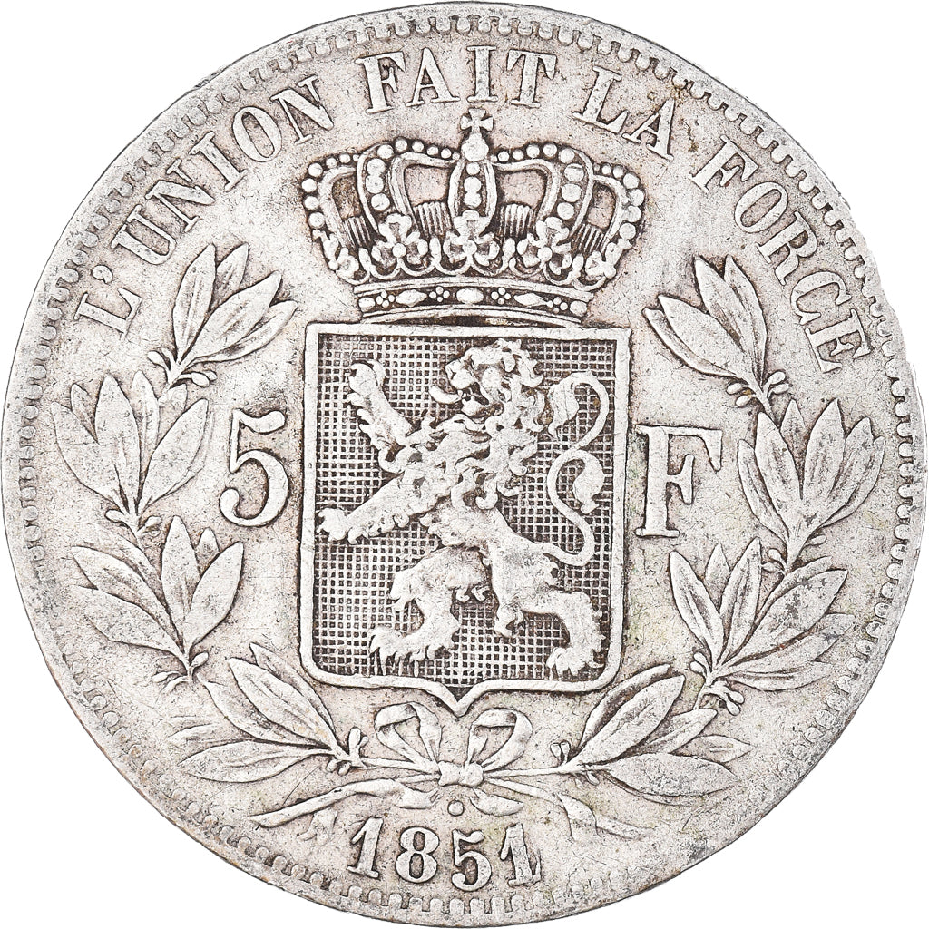 Monnaie, Belgique, Leopold I, 5 Francs, 5 Frank, 1851, TB+, Argent, KM:17