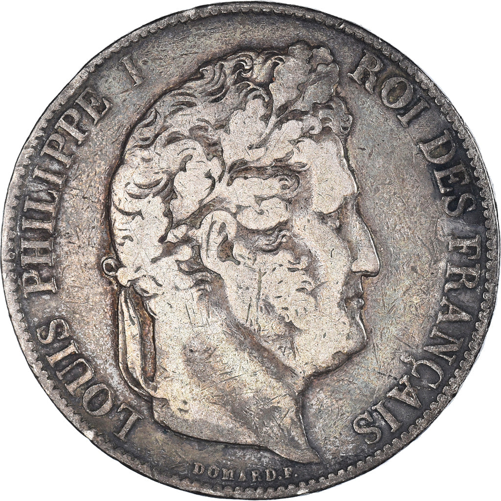 Moneta, Francia, Louis-Philippe, 5 Francs, 1844, Bordeaux, B+, Argento