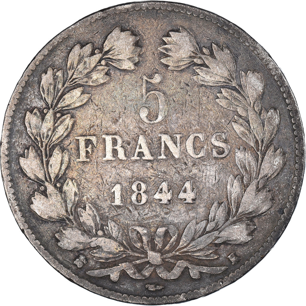 Moneta, Francia, Louis-Philippe, 5 Francs, 1844, Bordeaux, B+, Argento