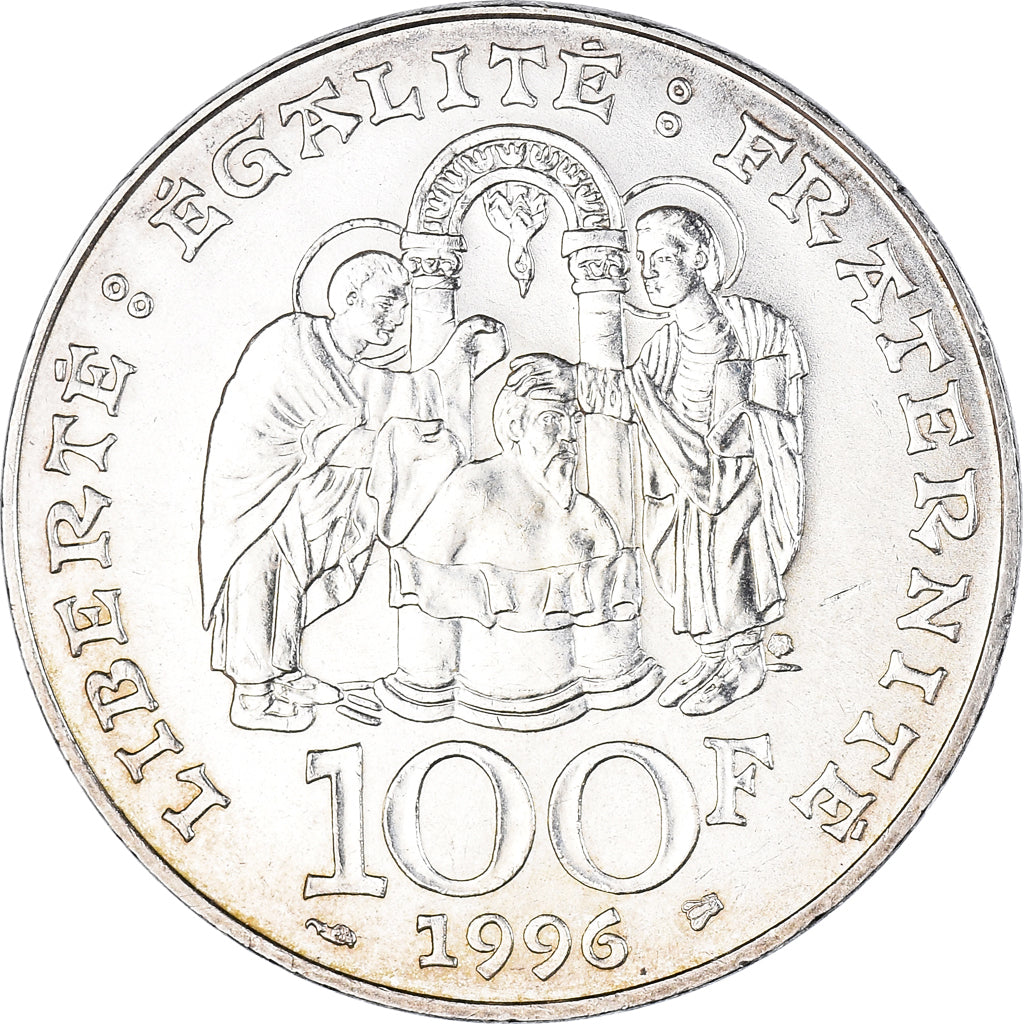 Coin, France, Clovis, 100 Francs, 1996, MS(60-62), Silver, KM:1180, Gadoury:953