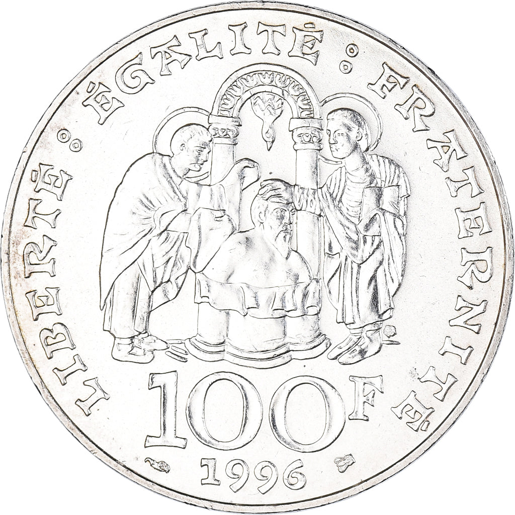 Coin, France, Clovis, 100 Francs, 1996, MS(60-62), Silver, KM:1180, Gadoury:953