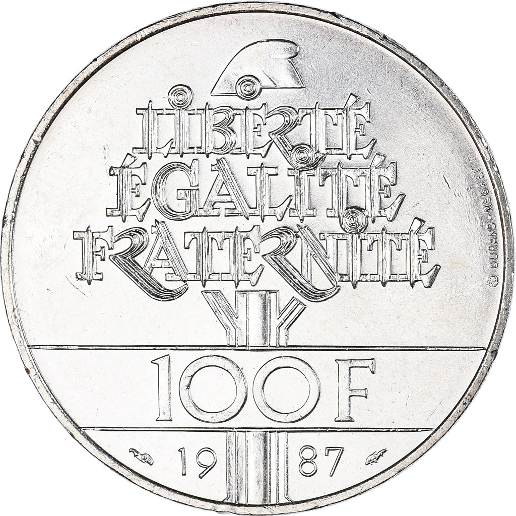 Coin, France, Lafayette, 100 Francs, 1987, Paris, MS(60-62), Silver, KM:962