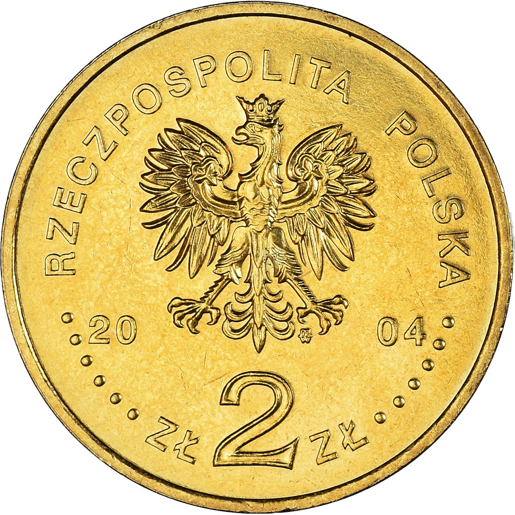 Coin, Poland, 2 Zlote, 2004, Warsaw, AU(55-58), Brass, KM:481