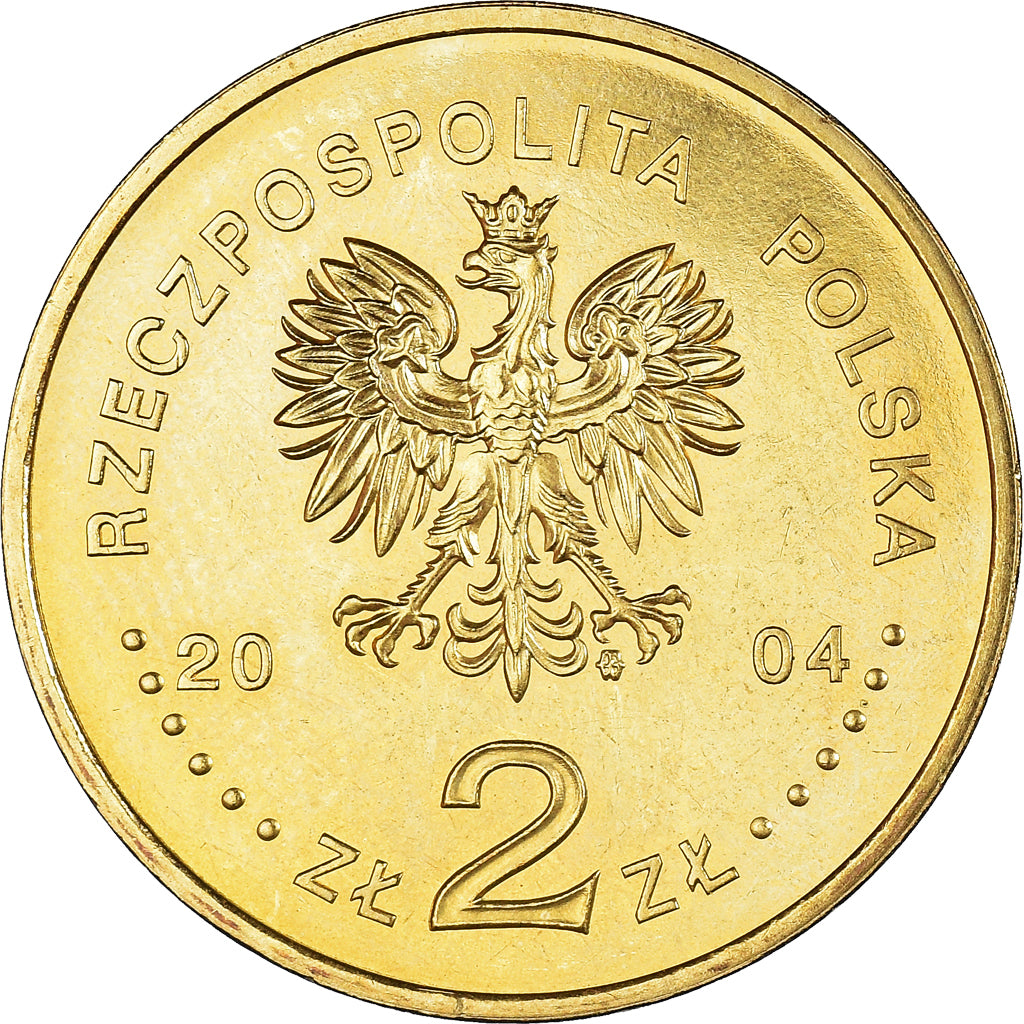 Coin, Poland, 2 Zlote, 2004, Warsaw, AU(50-53), Brass, KM:501
