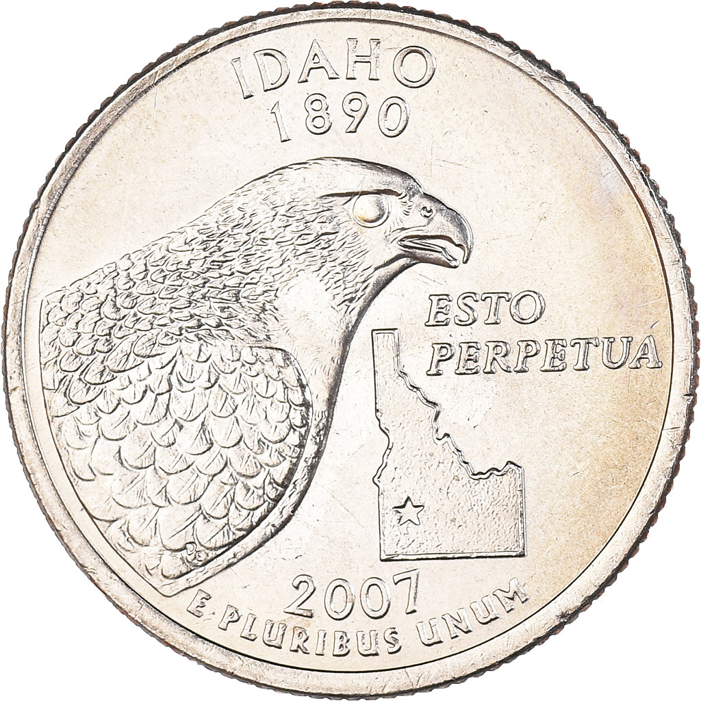 Moneda, Estados Unidos, Quarter, 2007, U.S. Mint, Philadelphia, Idaho 1890, SC+
