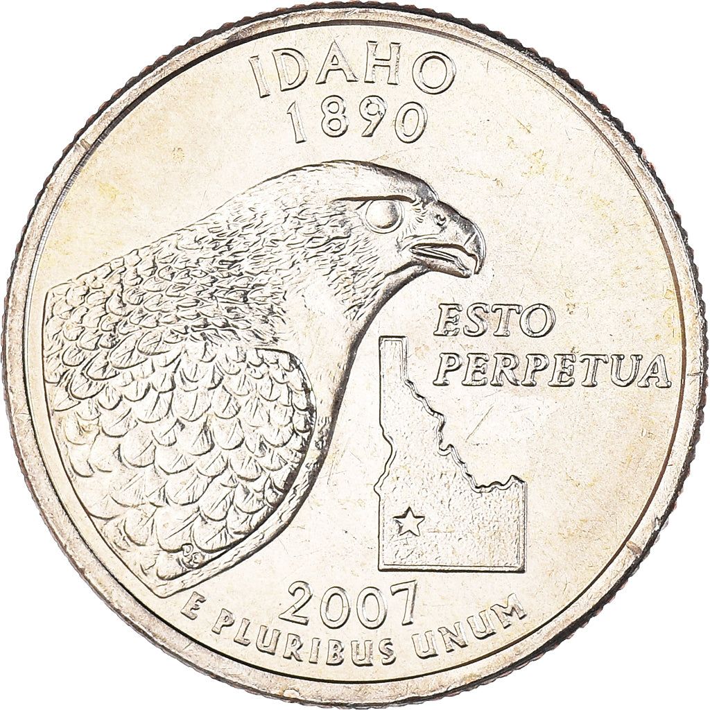 Coin, United States, Quarter, 2007, U.S. Mint, Philadelphia, Idaho 1890