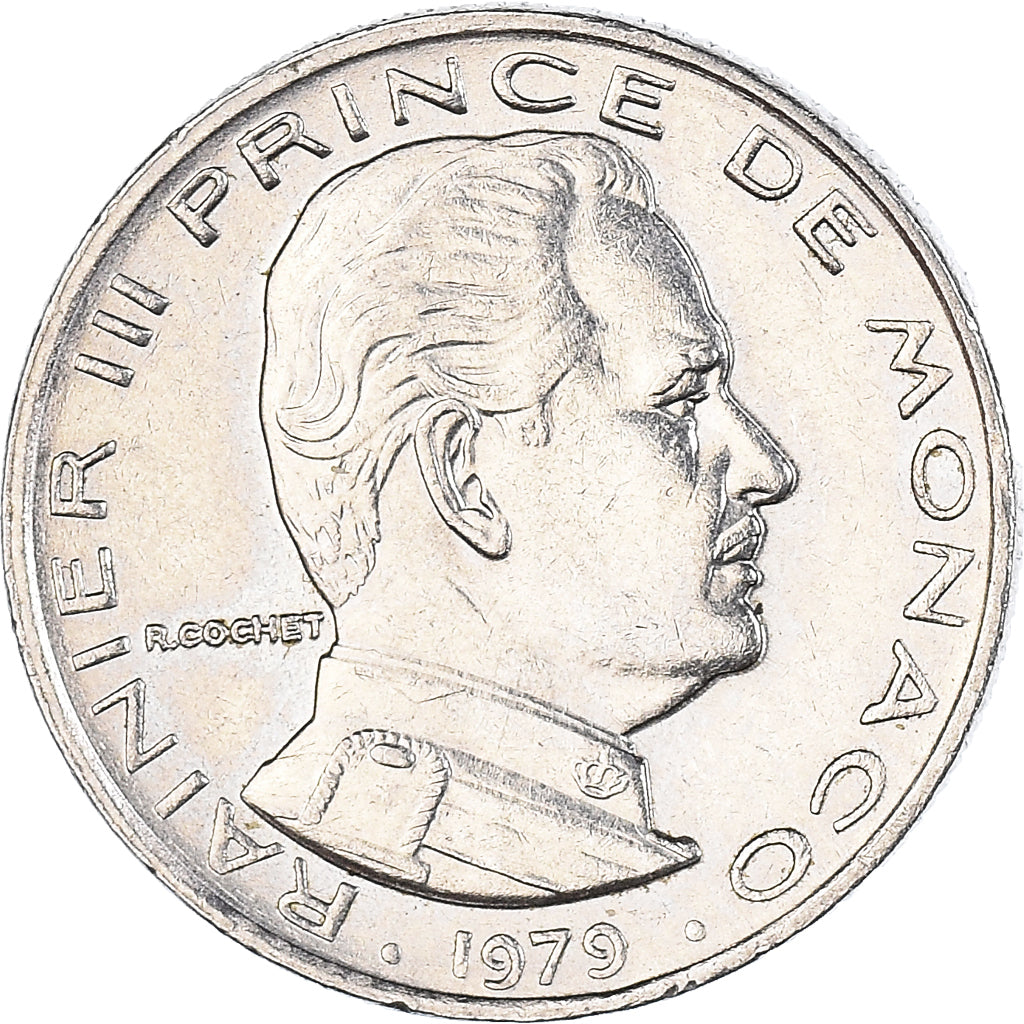 Moneta, Monaco, Rainier III, 1/2 Franc, 1979, AU(55-58), Nikiel, KM:145