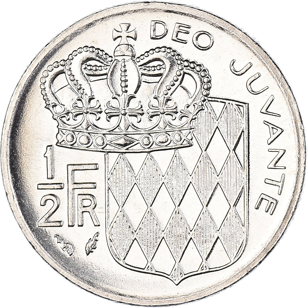 Coin, Monaco, Rainier III, 1/2 Franc, 1979, MS(60-62), Nickel, KM:145