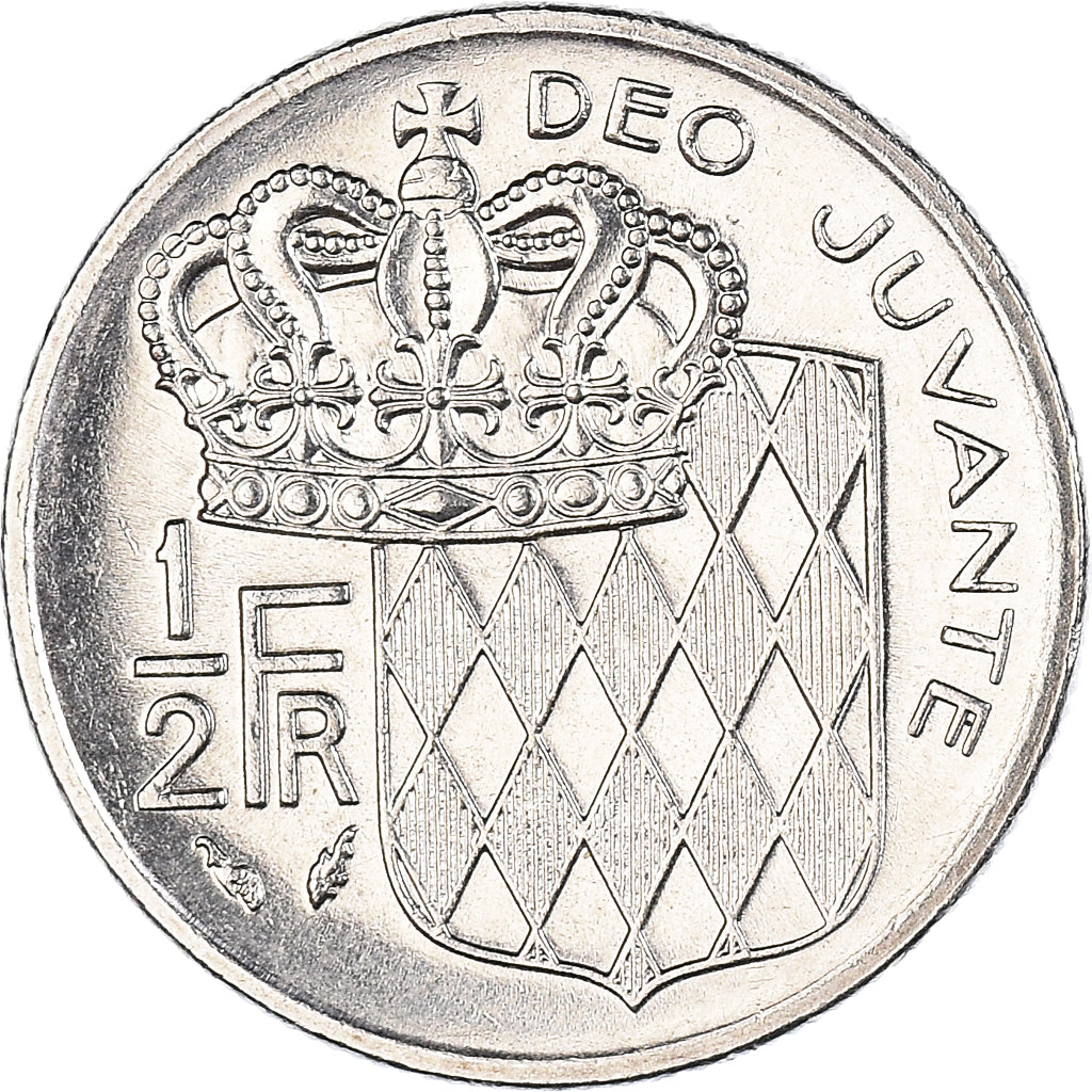 Coin, Monaco, Rainier III, 1/2 Franc, 1979, MS(63), Nickel, KM:145, Gadoury:MC