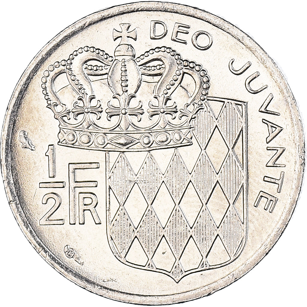 Coin, Monaco, Rainier III, 1/2 Franc, 1974, MS(63), Nickel, KM:145, Gadoury:MC