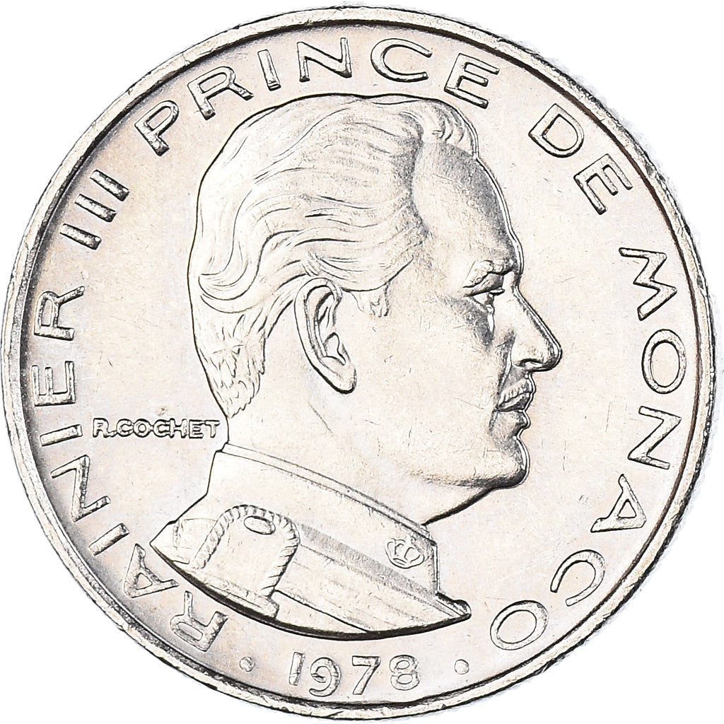 Coin, Monaco, Rainier III, 1/2 Franc, 1978, AU(55-58), Nickel, KM:145