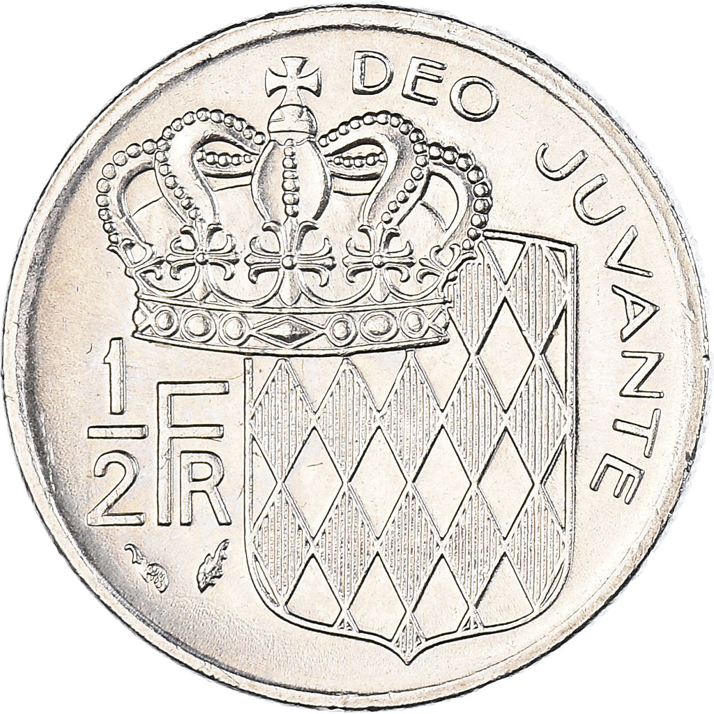 Coin, Monaco, Rainier III, 1/2 Franc, 1978, AU(55-58), Nickel, KM:145