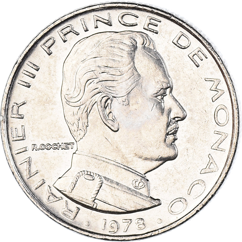 Coin, Monaco, Rainier III, 1/2 Franc, 1978, MS(60-62), Nickel, KM:145