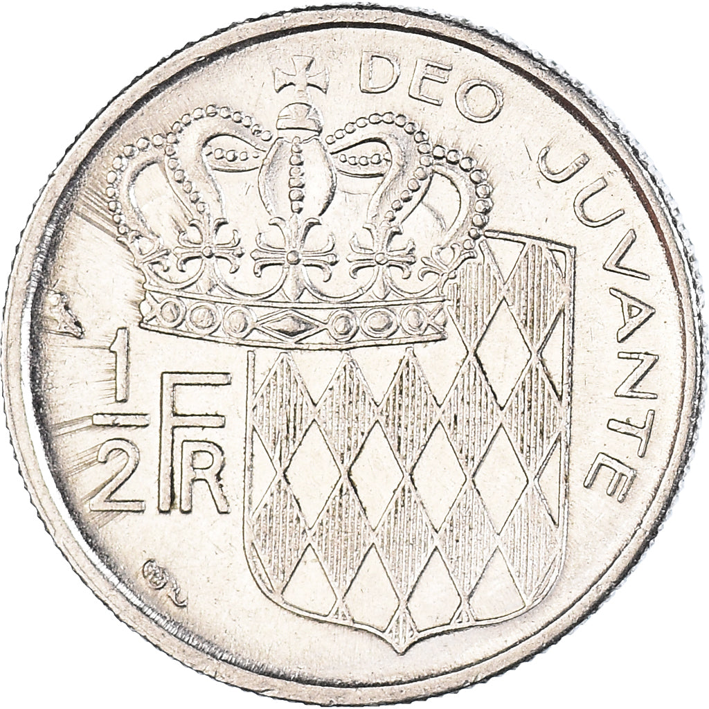 Coin, Monaco, Rainier III, 1/2 Franc, 1965, VF(30-35), Nickel, KM:145